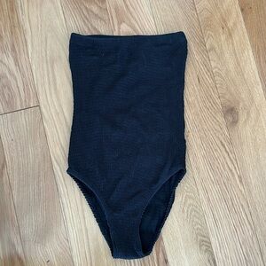 Black strapless one piece